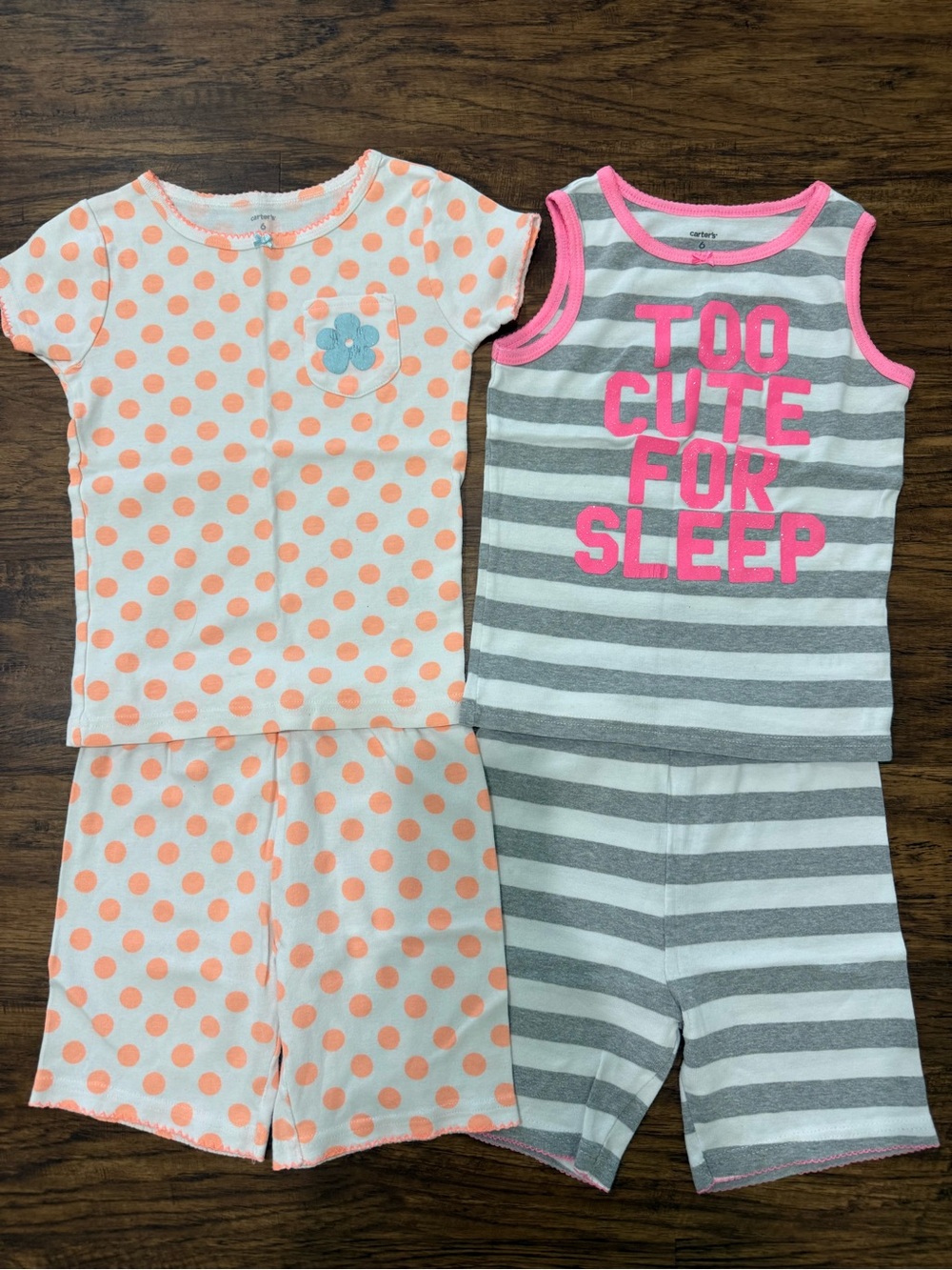 Carter's Pink & Gray Girls' 2-Piece Pajama Sets - Polka Dot & Striped